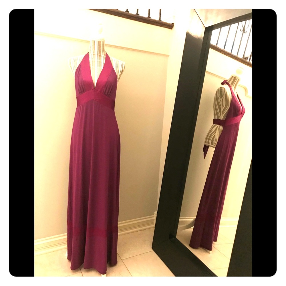 NWT bebe prune color long knit halter dress